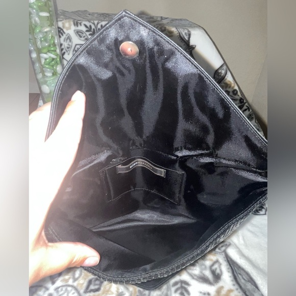 BCBGMaxAzria Shiny Sequin Envelope Clutch, Silvertone Hardware - Picture 7 of 13